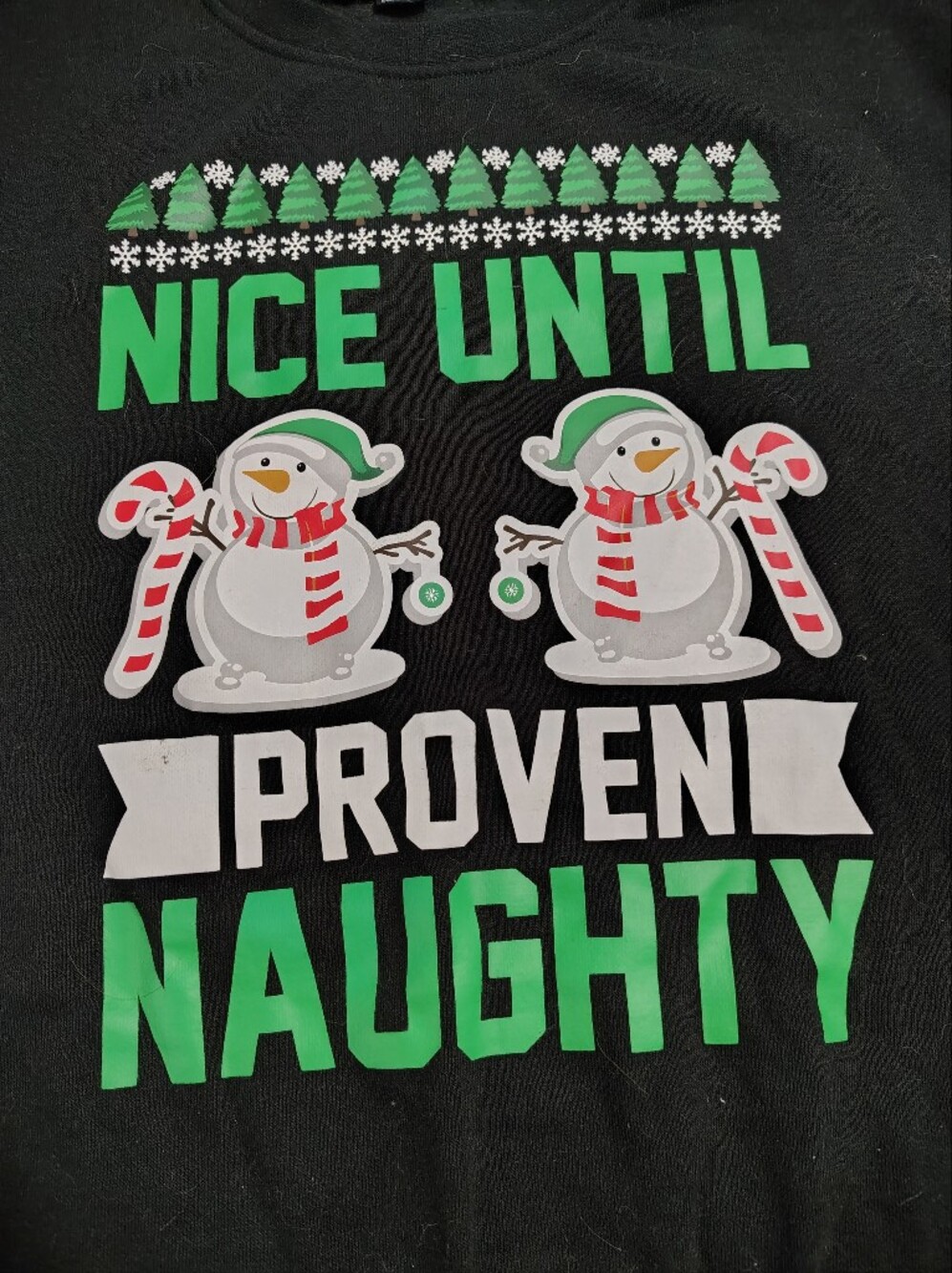 Proven? Naughty Nice Snowman Graphic Tee - Black & Green